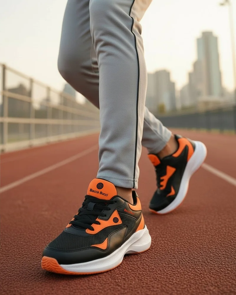 Bacca Bucci Black and Orange Jump Gym Shoes with Padded Insocks for Men | Best Price UAE